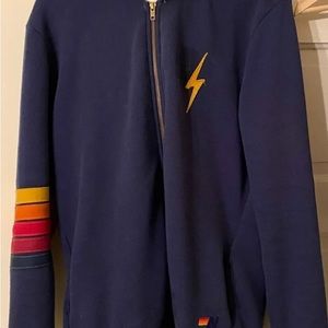 Aviator Nation blue bolt stitch hoodie -large